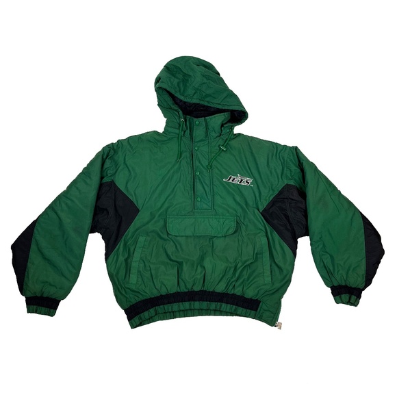 Vintage 90s Chalk Line New York Jets Puffer 1/2 Jacket Pullover NFL - Picture 1 of 9